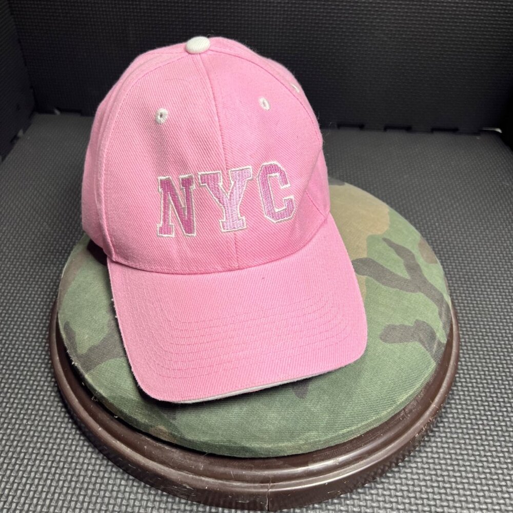 NYC Pink Baseball Cap With Adjustable Strap Embroidered Logo Casual Style